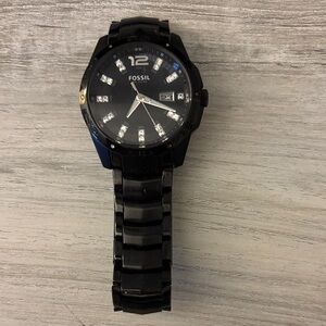 Fossil Black Watch with Crystal Details